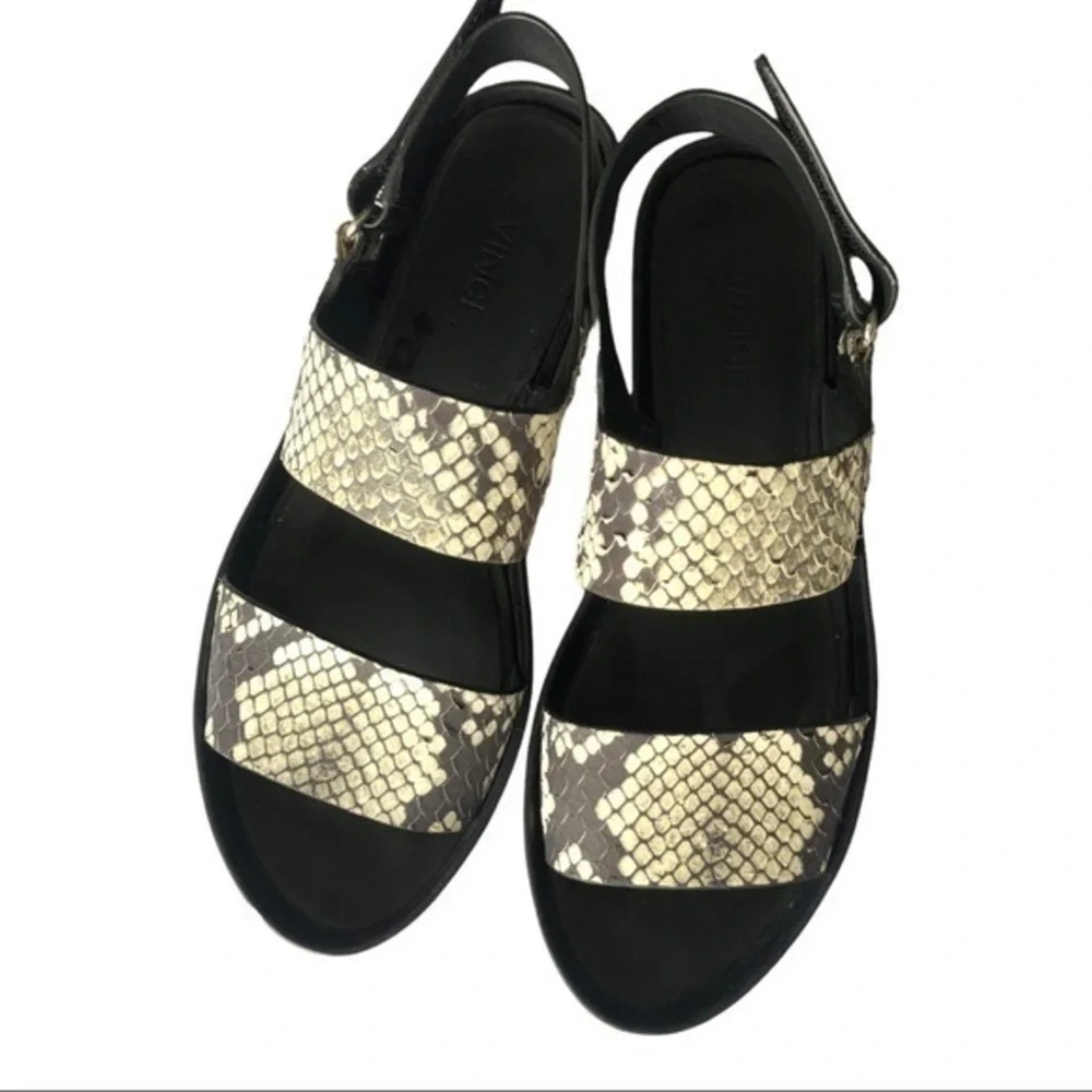 VINCE 'Marett' Python Snakeskin Black White LEATHER Platform Size 7M